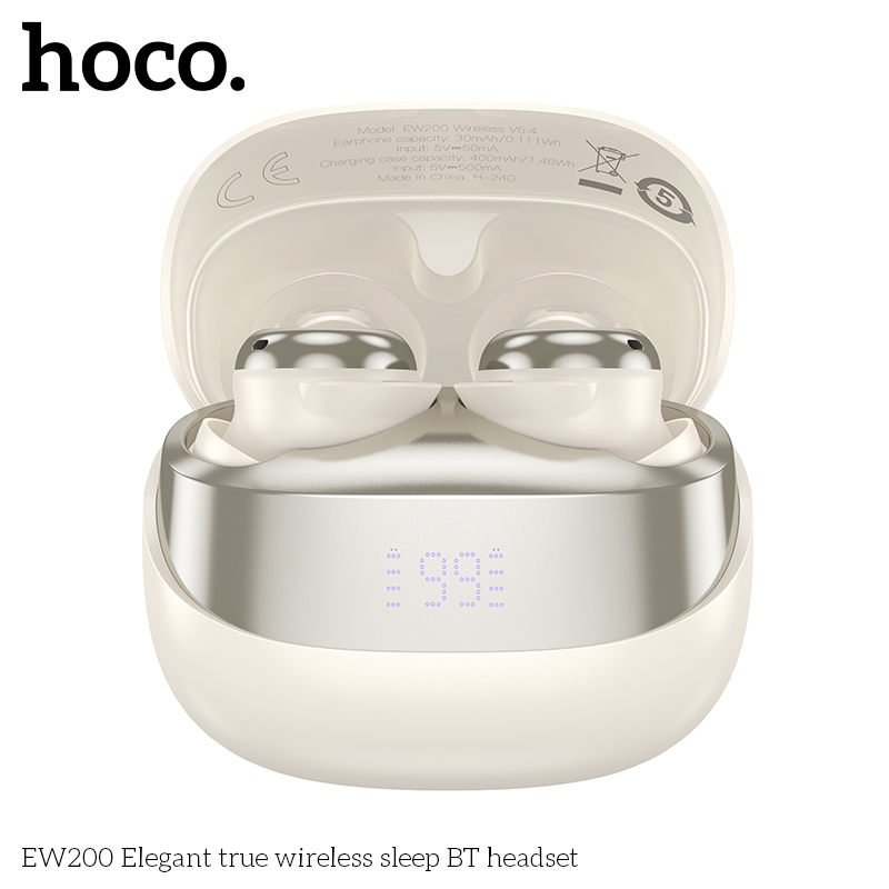 HOCO EW200 หูฟังไร้สาย TWS สำหรับใส่นอน ไม่เจ็บหู กันน้ำ IPX4 ใช้ได้ต่อเนื่อง 4 ชม. บลูทูธ 5.4 hc3
