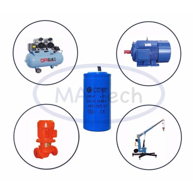 300uf 250v แคปรัน 250v 300uf คาปาซิเตอร์ 250V Motor RUN 300uf250V แคปรันสตาร์ท ขนาด 50.0x100.0mm CD60 จำนวน 1 ชิ้น