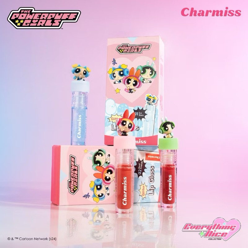 กล่องจุ่มลิปกลอส The Powerpuff Girls Charmiss Everything Nice Glitter Lip gloss ลิปกลิตเตอร์กลอสชาร์มิส 3 เฉดสี