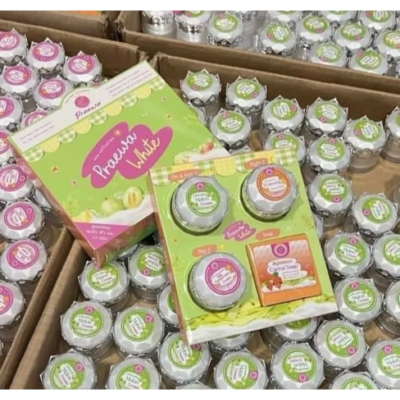 เซตหน้าใส ครีมแพรวาไวท์ แพคเกจใหม่ ( 1 เซต 4 ชิ้น ) ขนาด 12 กรัม ของแท้100%