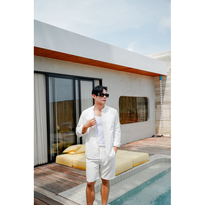 ROBMAN เสื้อเชิ้ตผู้ชายสีขาว มินิมอล คอจีน คอแมนดาริน คอตั้ง ผ้า Cotton Linen เสื้อผู้ชายเกาหลี ผู้ชายสายฝอ RM7002 ผ้าดี