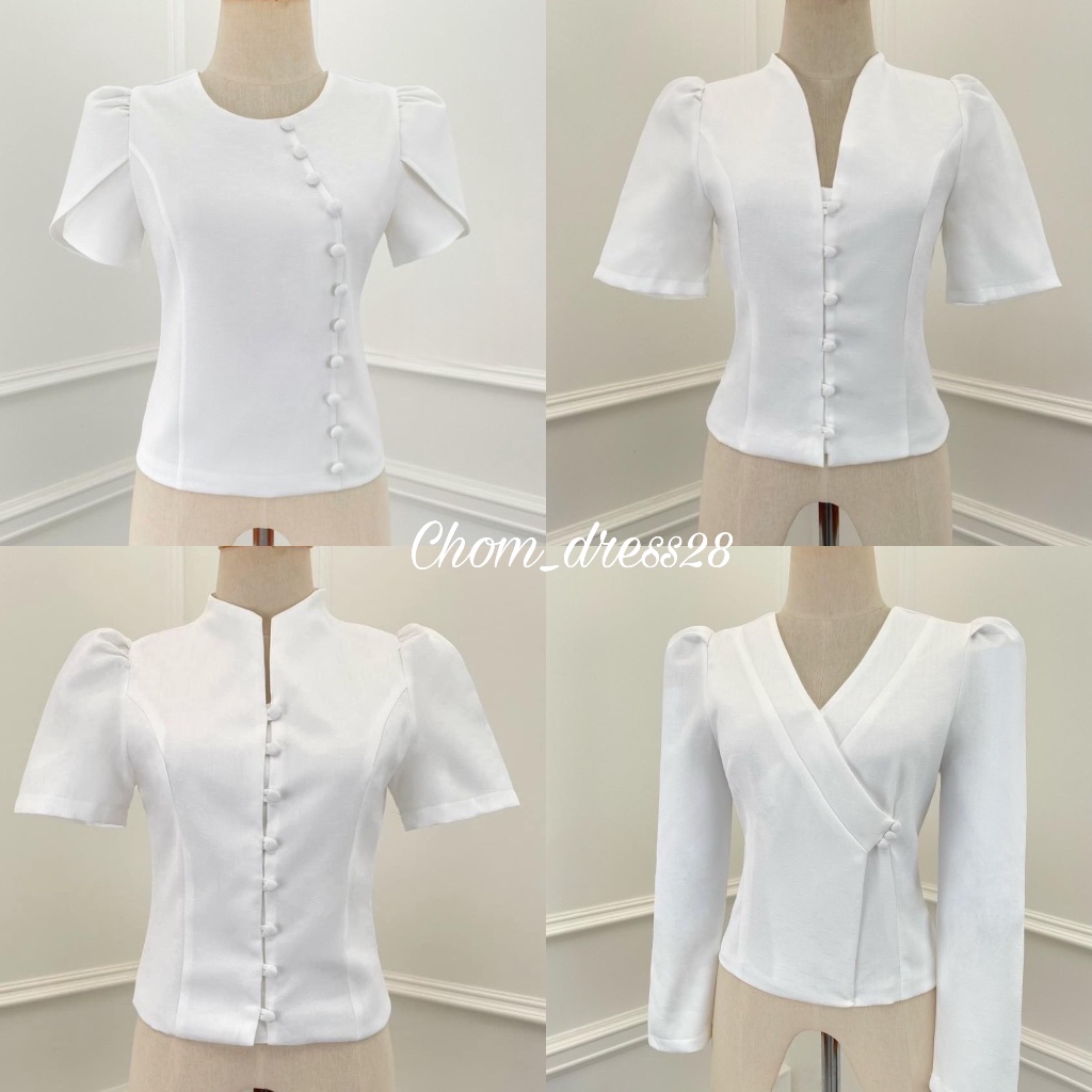 เสื้อพื้นเมือสีขาว ผ้าไทยสไตล์ทันสมัย งานพรีเมี่ยม