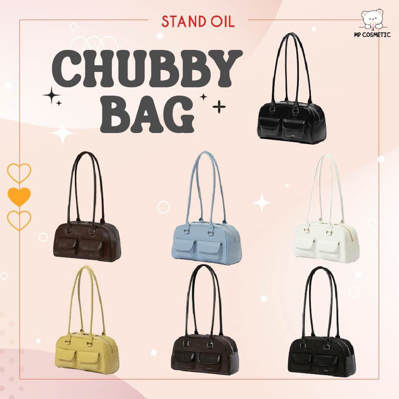 【Korea direct mail】Stand oil Chubby bag แฟชั่นเกาหลีกระเป๋าสะพายสุภาพสตรี, ออกกระเป๋าถือโบว์ลิ่ง stand oil