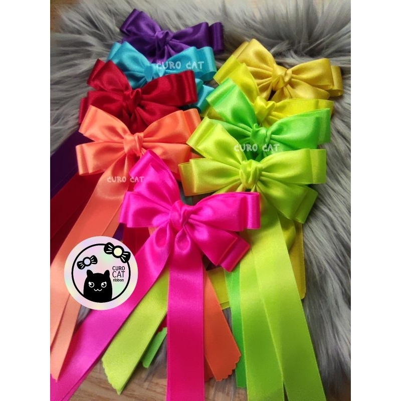 โบว์สีนีออน รุ่นหางยาว ติดผม ตกแต่งเสื้อผ้า