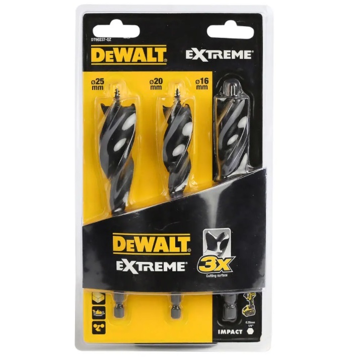 DEWALT ชุดดอกสว่าน รุ่น DT90237-QZ Tri Flute แพ็ค 3 ชิ้น 152มม. (16mm,20mm,25mm)
