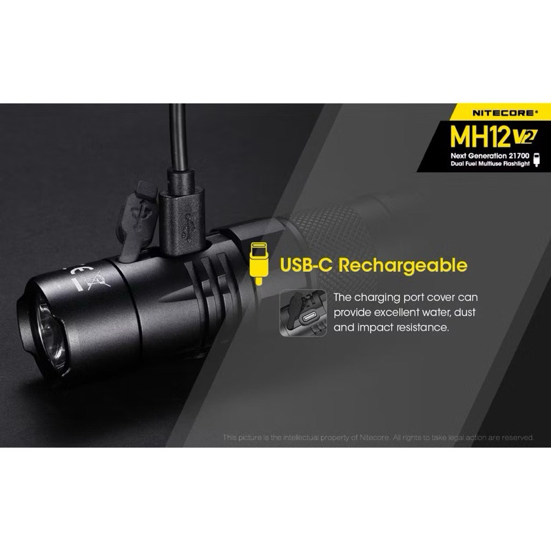 Next Generation NITECORE MH12 V2 LED 1200 Lumens Dual Fuel Multiuse 21700 ไฟฉายพร้อมแบตเตอรี่ Li-ion 5000mAh