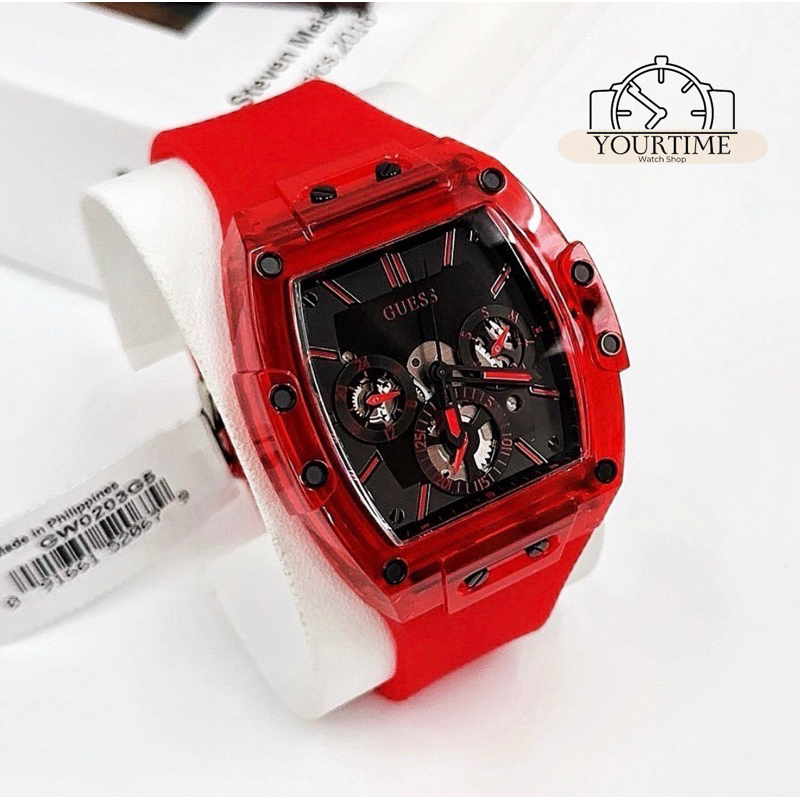 Cmg GUESS นาฬิกาข้อมือ ผู้ชาย สีแดง ของแท้ 100% Mens Multi-function Watch GW0203G5