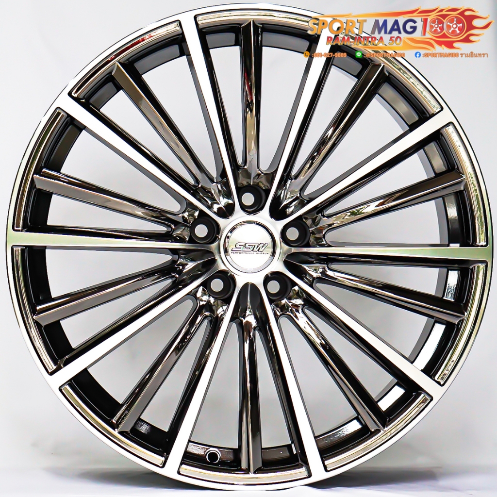 แม็กซ์ใหม่หรู SSW Kranze S166 5รู112 ET35 แบล็คโคมเงา 8.5-20นิ้ว (ราคา4วง)