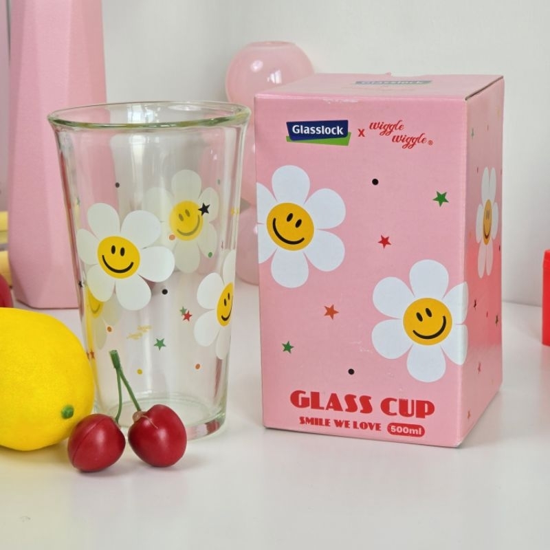 ( พร้อมส่ง ) Wiggle Wiggle x Glasslock Glass Cup 500ml แก้วน้ำ
