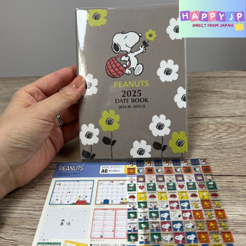 Square Snoopy Planner 2025 A6 Monthly 18PD-1G (Starts October 2024)Grey,White,Blue