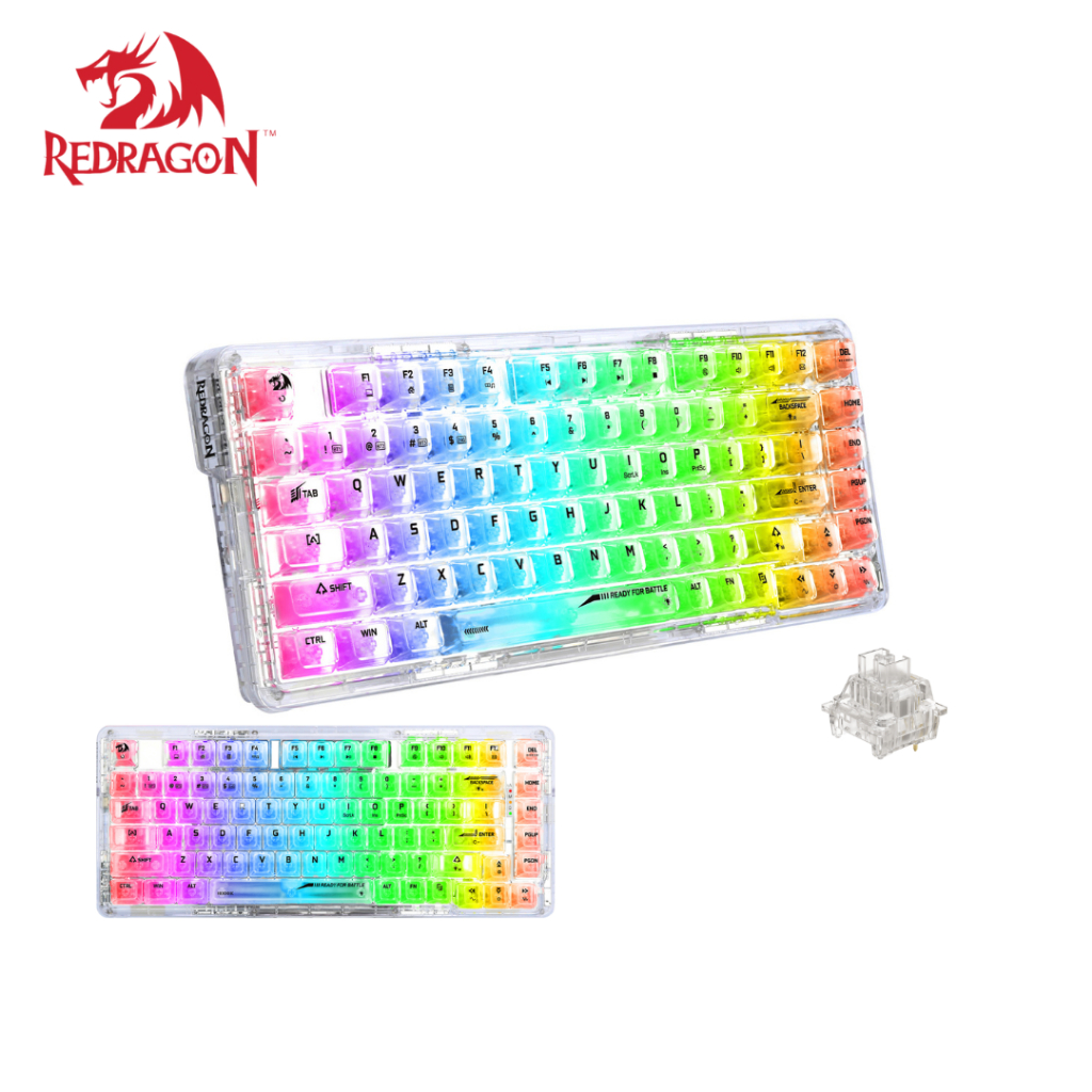 Redragon K649CT ELF PRO 78% Wireless Gasket RGB Gaming Keyboard, 3-Modes BT 2.4G USB 82 Keys Full-Tr