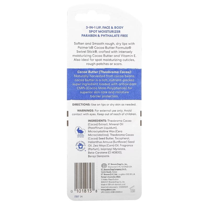 🐤Palmer’s ลิปบาล์ม ลิปมัน บาล์มอเนกประสงค์ สูตรโกโก้บัตเตอร์/ น้ำมันมะพร้าว เพิ่มความชุ่มชื้นพิเศษ แบรนด์แท้ 🇺🇸 - รูปที่ 5