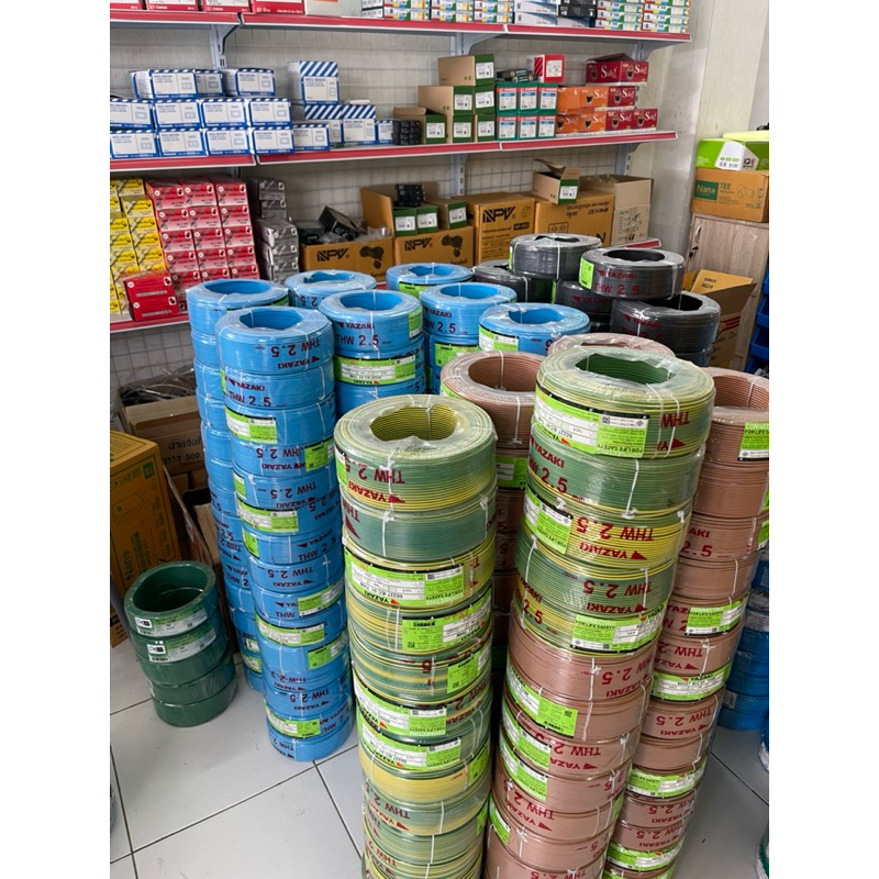 สายไฟ THW ยี่ห้อ YAZAKI ขนาด 1x2.5 ความยาว 100 เมตร ของแท้ส่งตรงโรงงาน