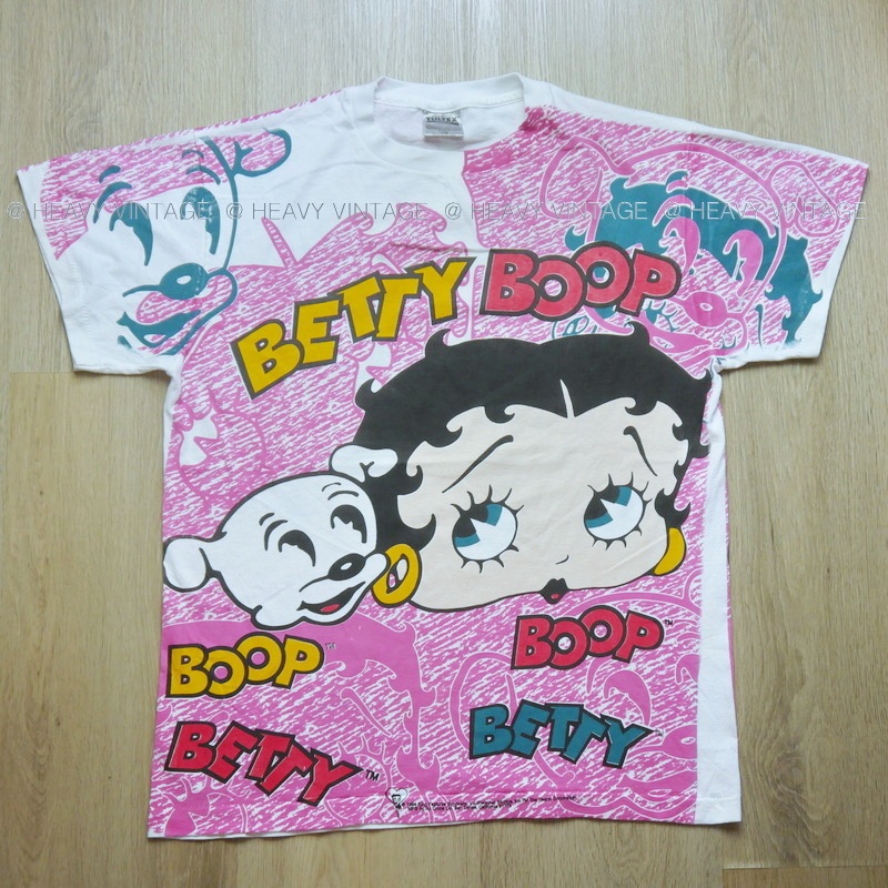 BETTY BOOP OVP All Over Print ป้าย USA เสื้อวินเทจ เสื้อการ์ตูน น่ารัก heavy vintage shirt