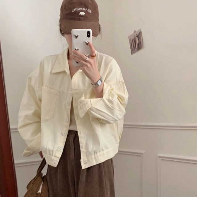 เสื้อjacket ดีเทลกระเป๋าหน้าคู่ ผ้าคอตตอนยีนส์ ใส่สบาย 739