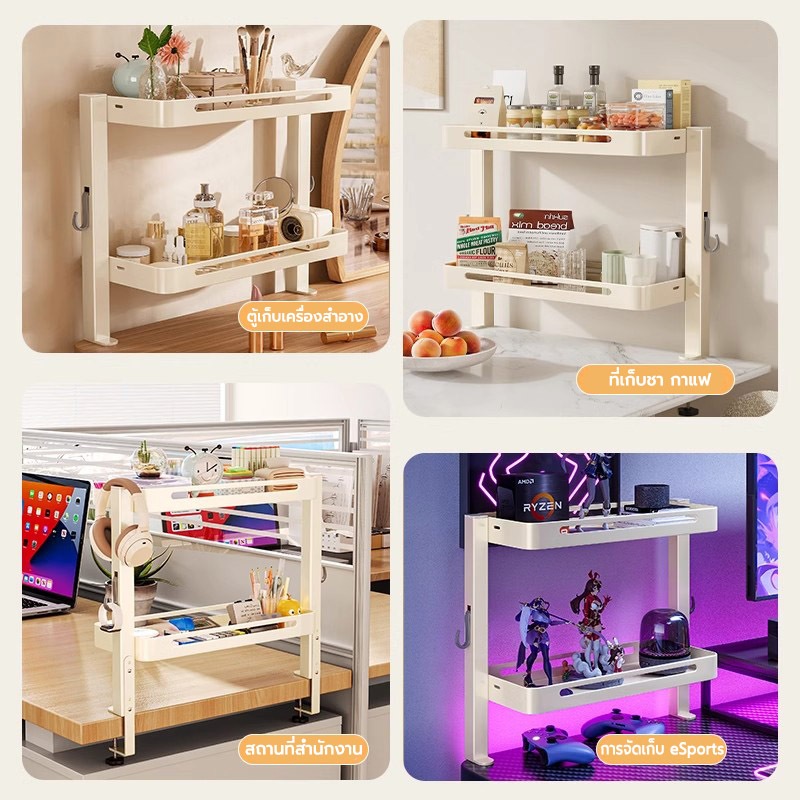 ชั้นเก็บของเดสก์ท็อป ชั้นวางของบนโต๊ะ ชั้นวางของบนโต๊ะคอมพิวเตอร์ ชั้นเก็บของบนโต๊ะทำงาน ไม่ใช้พื้นที่ จัดเก็บของเป็นระเ - รูปที่ 4