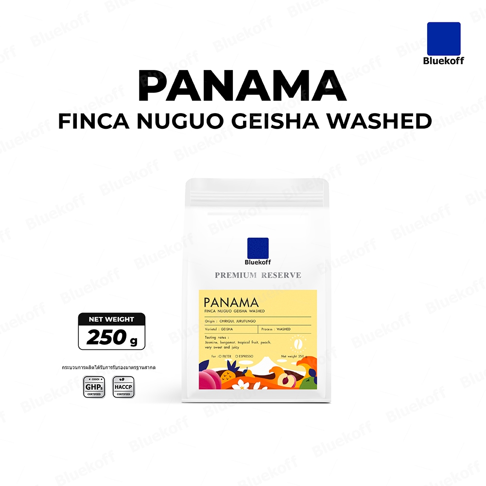 Bluekoff เมล็ดกาแฟ Panama Finca Nuguo Geisha Washed Arabica 100% (1 ถุง บรรจุ 250 กรัม)