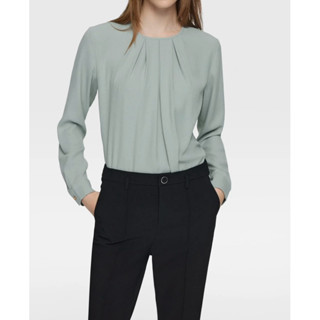 G2000 เสื้อเบลาส์แขนยาวสีเขียว เสื้อสำหรับใส่ทำงานผู้หญิง ทร…