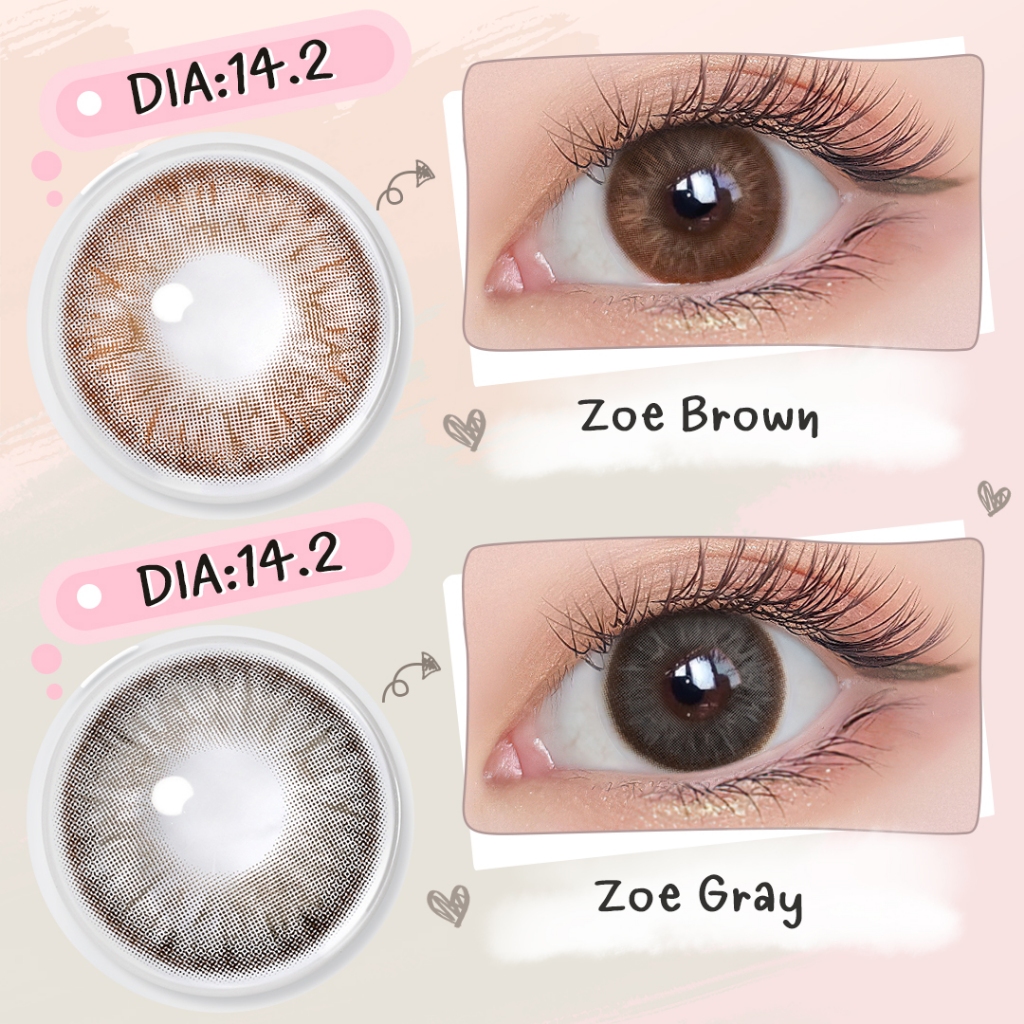 สต็อกใหม่มาถึง Magister คอนแทคเลนส์ สายตาปกติ 6 เดือน Zoe Brown/Gray/Blue-14.2mm