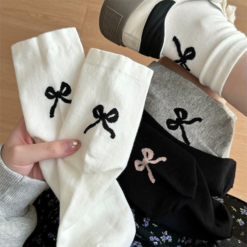 พร้อมส่ง👠ถุงเท้าโบว์ น่ารักหวาน Insสไตล์เกาหลี สำหรับผู้หญิง บางระบายอากาศ คุณภาพสูง