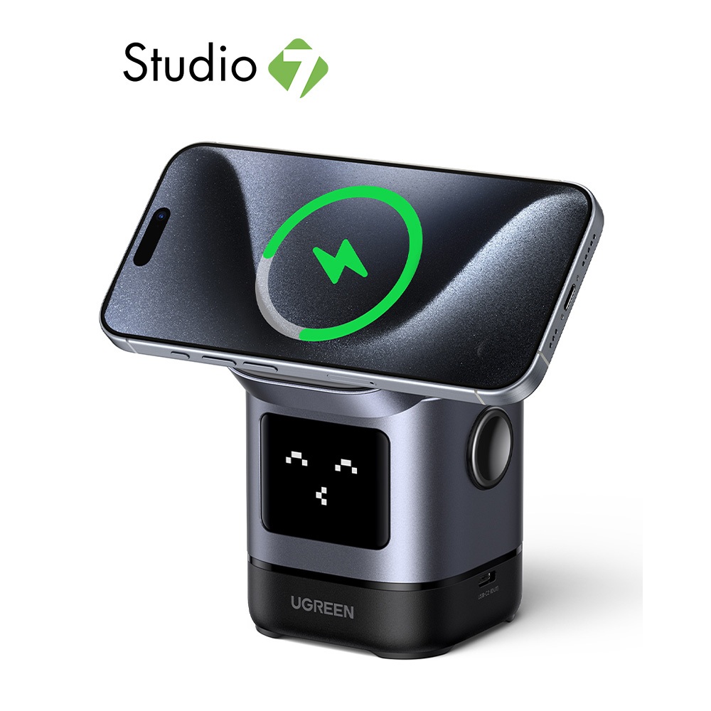 ที่ชาร์จไร้สาย Ugreen 2-in-1 Wireless Charger Magnetic Stand 25W Robot Gray by Studio7