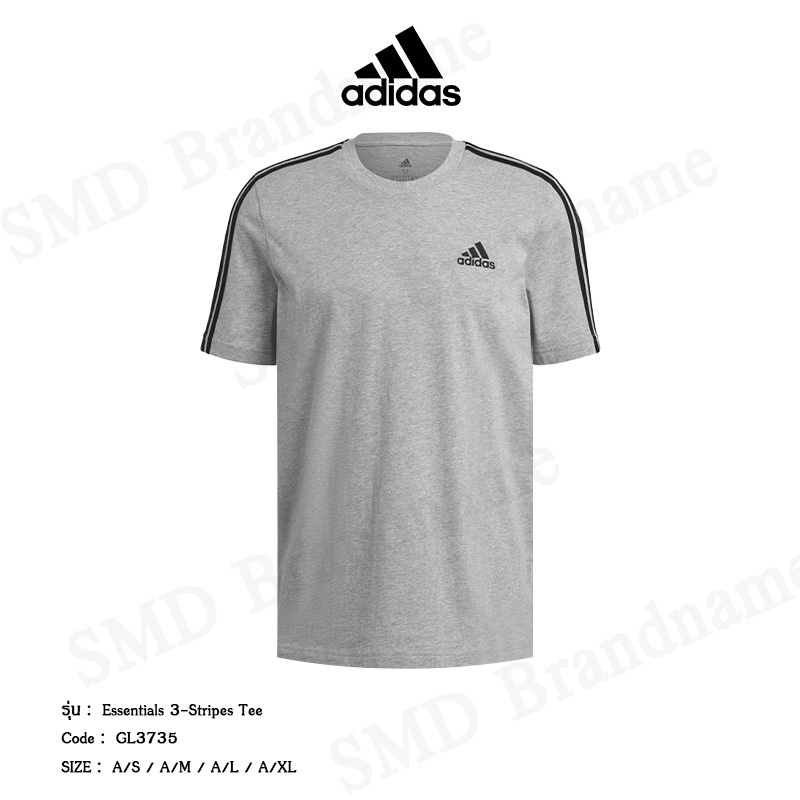 Adidas เสื้อยืดคอกลม รุ่น Essentials 3-Stripes Tee Code: GL3735