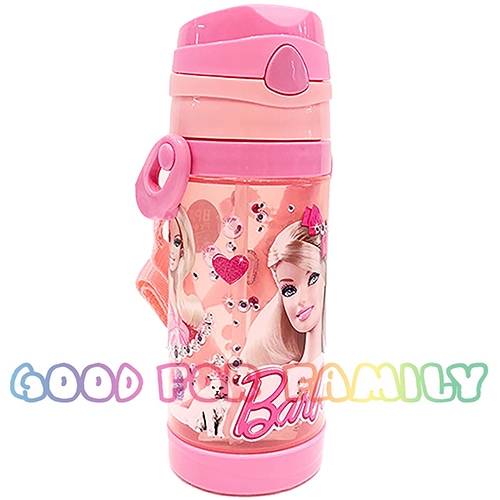 กระติกน้ำเด็ก หลอดดูดเด้ง BPA Free 500 ml. ลาย Barbie บาร์บี้ สีชมพู ลายที่ 1