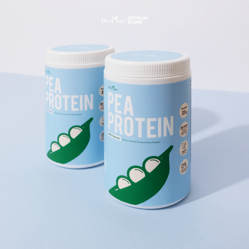 Do it her Pea Protein โปรตีนถั่วลันเตา กลิ่นนม 450 กรัม 2 กระปุก