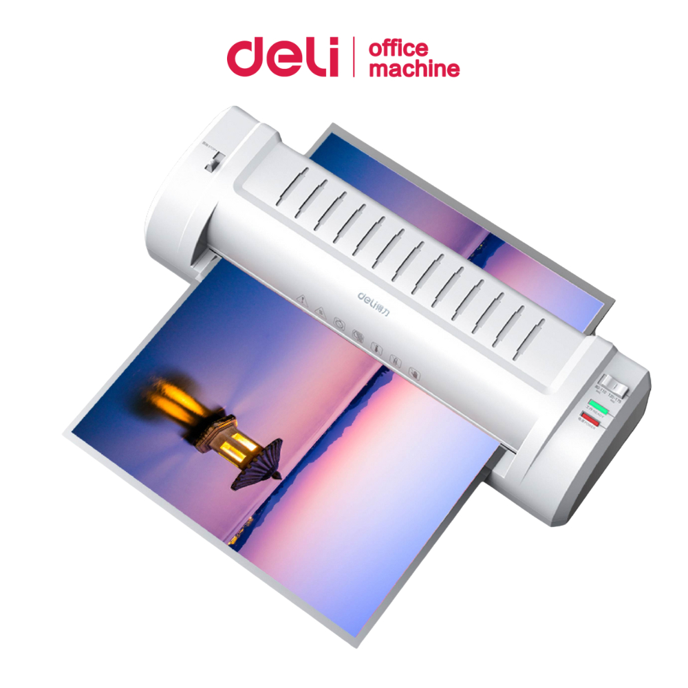 Deli เครื่องเคลือบบัตร เคลือบเอกสาร A3 A4 อุปกรณ์สำนักงาน 300mm/min ใช้งานง่าย เสียงเบา Laminator