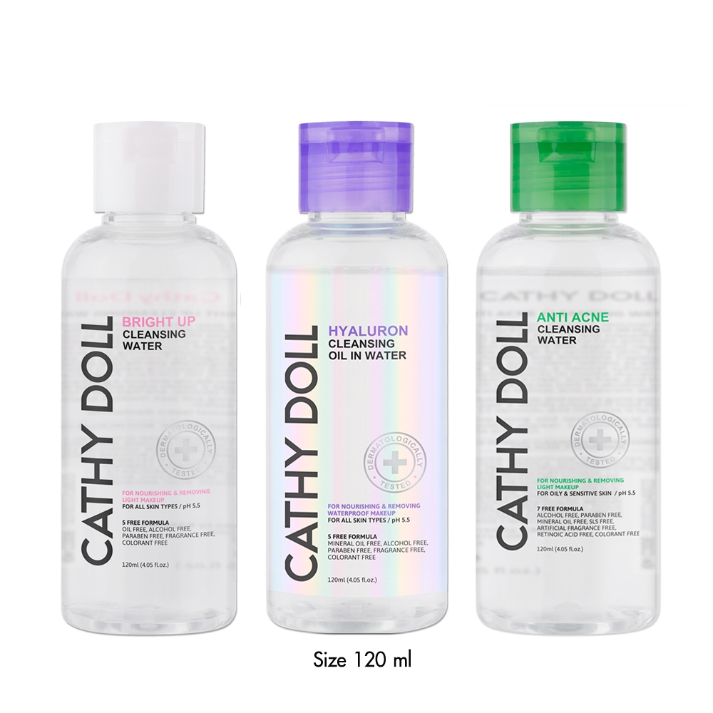 Cathy Doll คลีนซิ่งวอเตอร์120ml [Y24] [สูตร Bright up,สูตร Hyaluron,สูตร Anti Acne ]