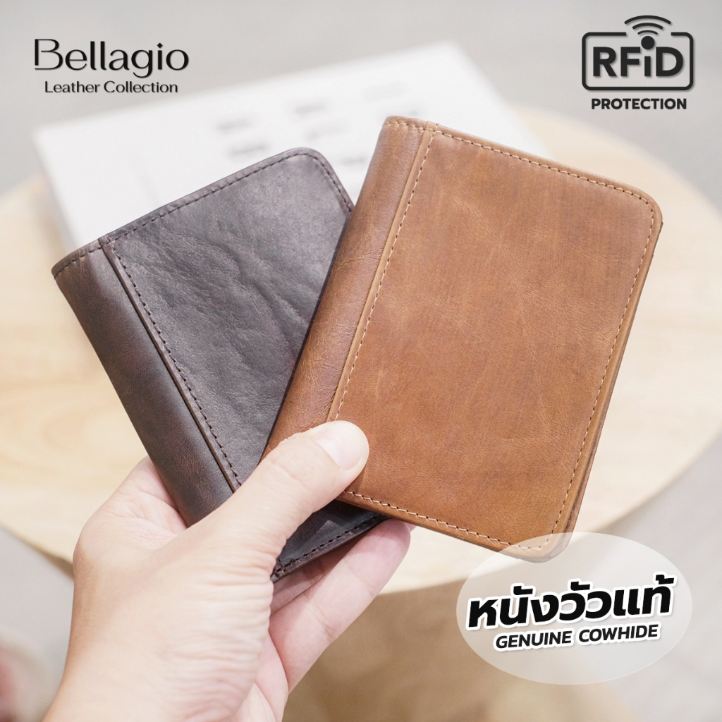 Bellagio รุ่น Revera Wallet กระเป๋าสตางค์ผู้ชายหนังวัวแท้ สไตล์ Modern Minimal เก็บของได้ครบจบในใบเดียว