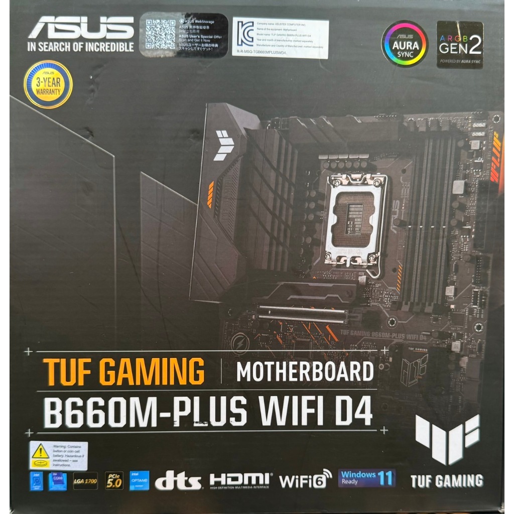 MAINBOARD (เมนบอร์ด) ASUS TUF GAMING B660M-PLUS WIFI D4 (DDR4) (SOCKET LGA 1700) (MICRO-ATX) สินค้าม