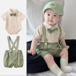 (3M-2Y)ชุดเด็กชายแขนสั้น ชุดเที่ยวหน้าร้อน ชุดเอี๊ยมหูกระต่าย ชุดเด็กทารก ชุดเด็กอ่อน ชุดตรุษจีน สงกรานต์ romper