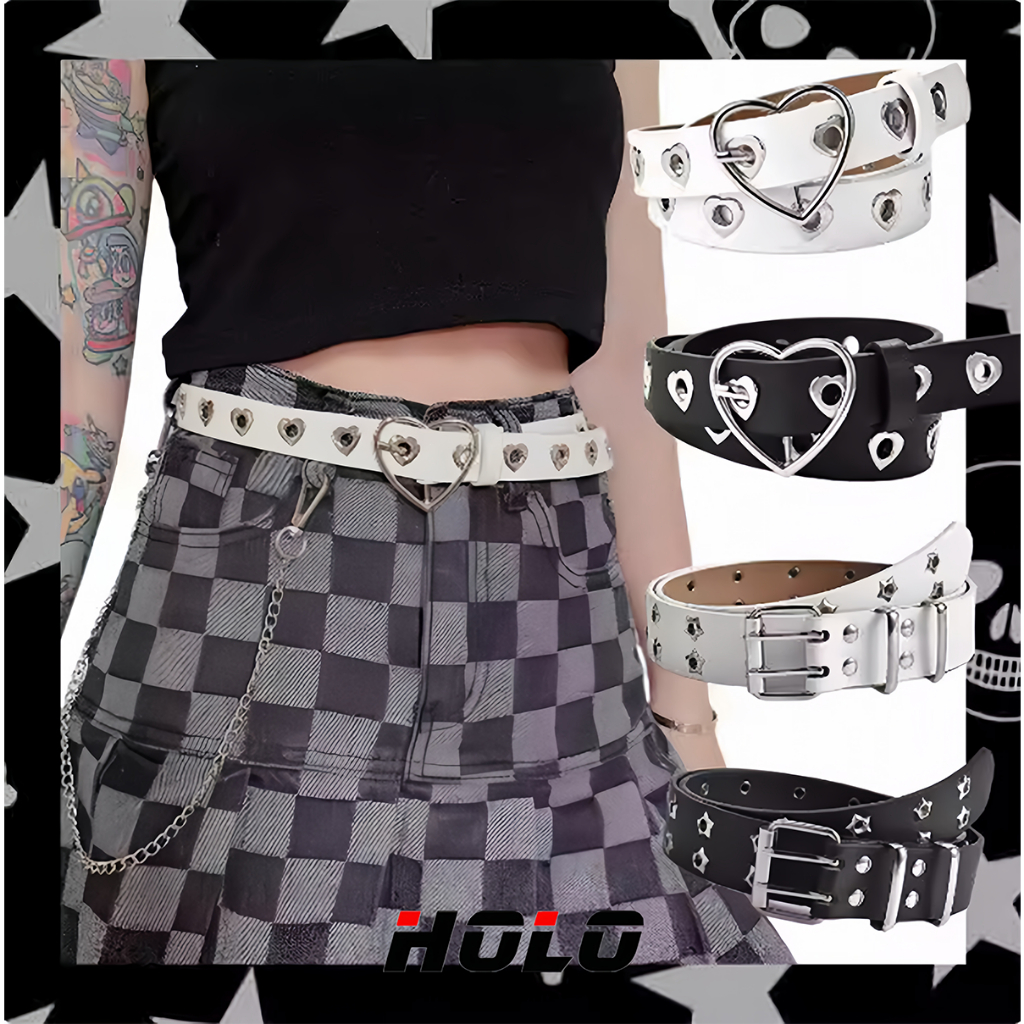 สายคล้องเอวสำหรับผู้หญิง สไตล์แฟชั่นผ่อนคลาย หัวเข็มขัดโลหะ รูปหัวใจ มีสี่สีให้เลือก