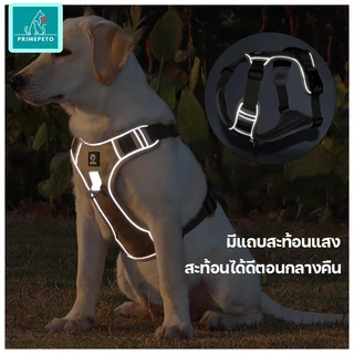 PrimePetto สายรัดอกสุนัข รุ่นพรีเมี่ยม สวมกระชับ เอาเเรงอยู่ มีแถบสะท้อนแสง สายรัดอกสุนัข แข็งแรงทนทาน
