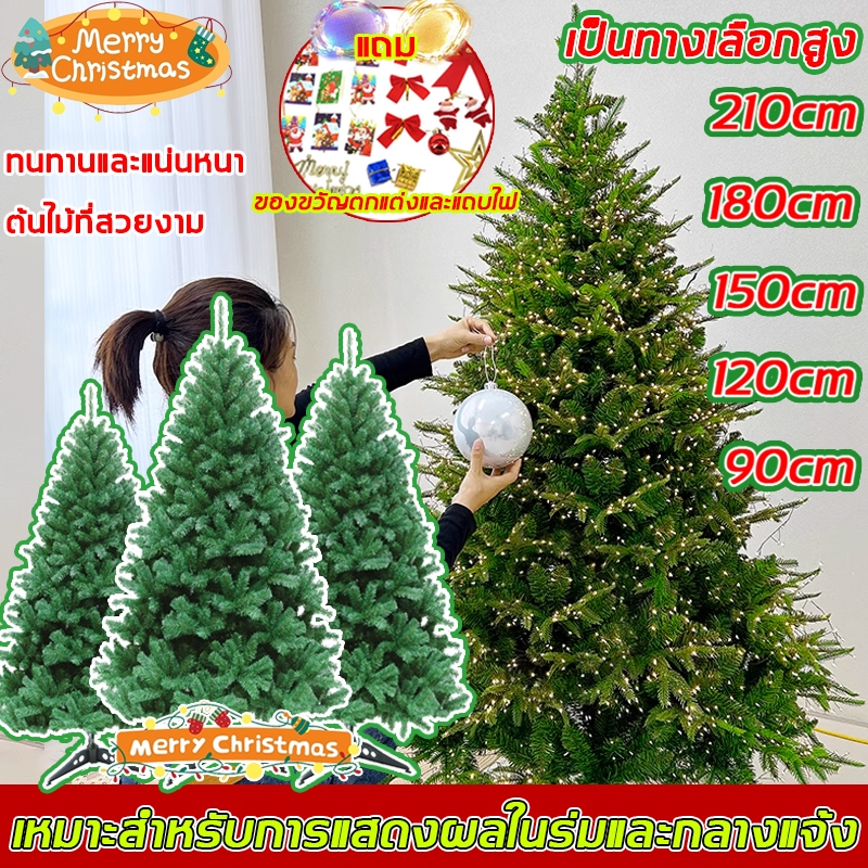 คริสต์มาส ต้นคริสต์มาส 90-210cm แถมของขวัญ 150ชิ้น คุณภาพสูงสุดPVC ใบไม้ที่หนาแน่น Christmas Tree