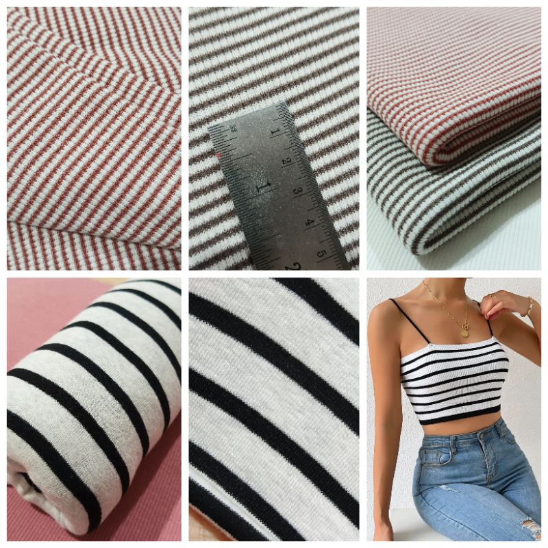 ผ้ากิโล ผ้ายืด ร่องริ้ว, วาฟเฟิ้ลริ้ว หนา 210-260 แกรม เนื้อนิ่ม ยืดเยอะ ขายเป็นกิโล - รูปที่ 7