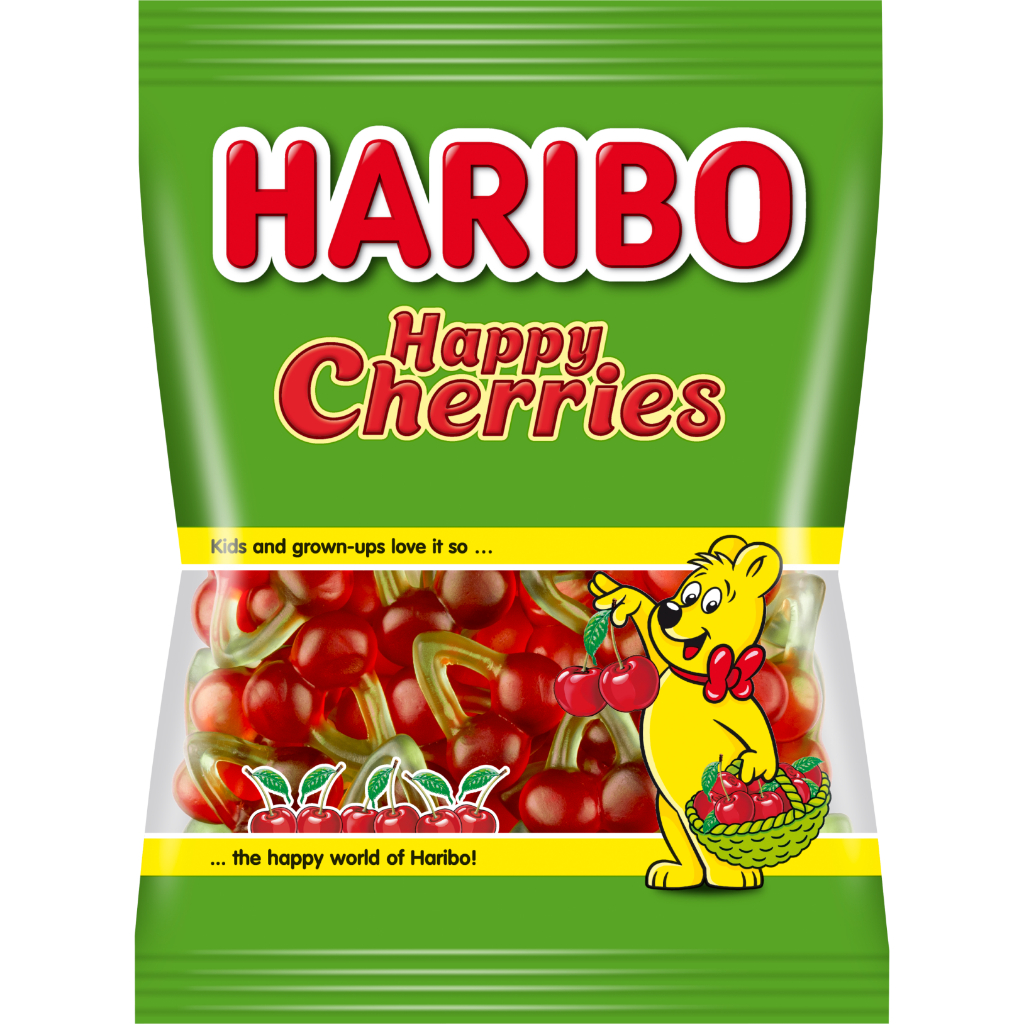 Haribo Happy Cherries 175g Sweet chewy cherry gummies ฮาริโบ แฮปปี้ เชอร์รีส์ เยลลี่เชอร์รี่หวานหนึบ