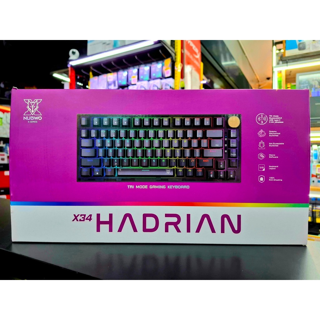 (ใหม่แท้ราคาพิเศษวันสุดท้าย)คีย์บอร์ด Nubwo X34 Hadrian Wireless Mechanical Gaming Keyboard (EN/TH) 