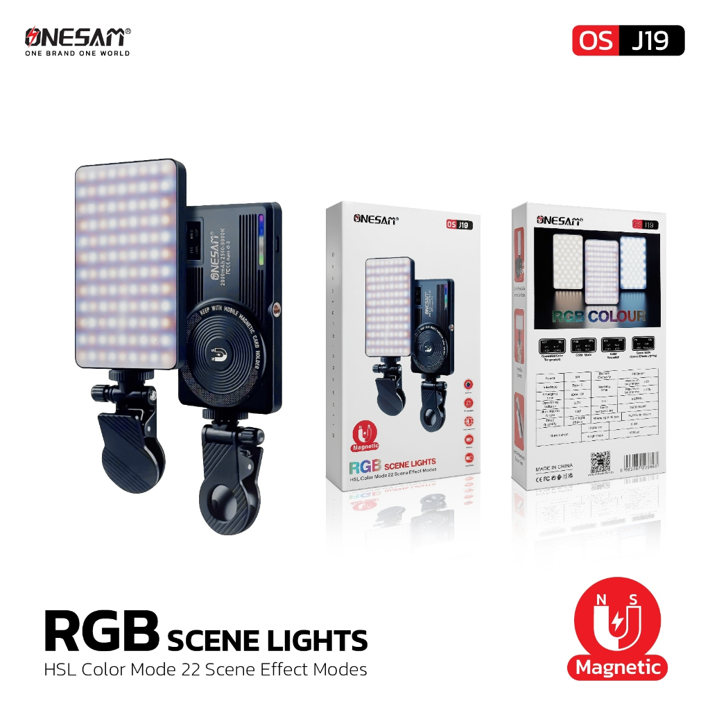 ไฟเสริมแบบพกพา ONESAM รุ่น OS-J19 RGB SCENE LIGHTS ของแท้ 100% รับประกัน 1 ปี