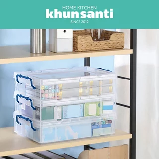 KHUN SANTI กล่องอเนกประสงค์ (กล่องหูล็อค) (A4) CK-13 ขนาด(ด้านบนฝา)(กว้าง x ยาว x สูง): 26.1 x 38.5 x 9.8 cm (5.9 L)