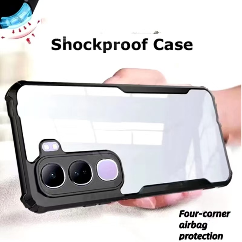 Vivo Y300 5G/Vivo Y300 Pro/Vivo Y200 5G/Vivo Y19sตรงรุ่น(พร้อมส่งในไทย)เคสกันกระแทกขอบสีหลังใสVivo V