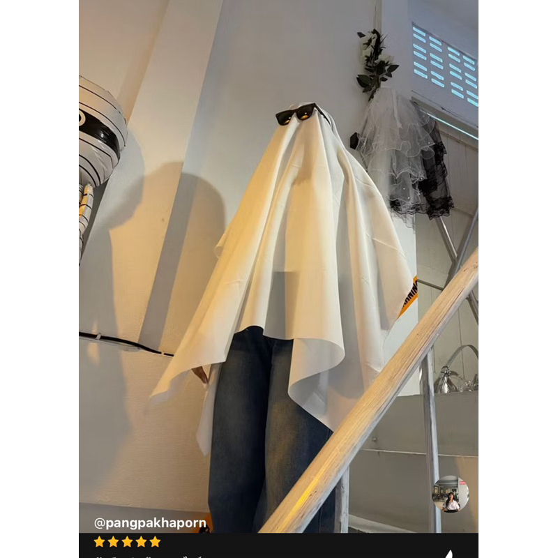 ผ้าขาว ผ้าคลุมฮาโลวีน รูปภาพรีวิวการใช้งานจริง เด็กใช้1.5เมตร  ผู้หญิง2เมตร ผู้ชาย2.5เมตร พร้อมส่ง