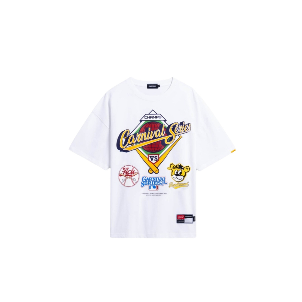 CARNIVAL CNVXACURT001WH ACU X RANDOMEVENT VTG BASEBALL SERIES OVS T-SHIRT WHITE