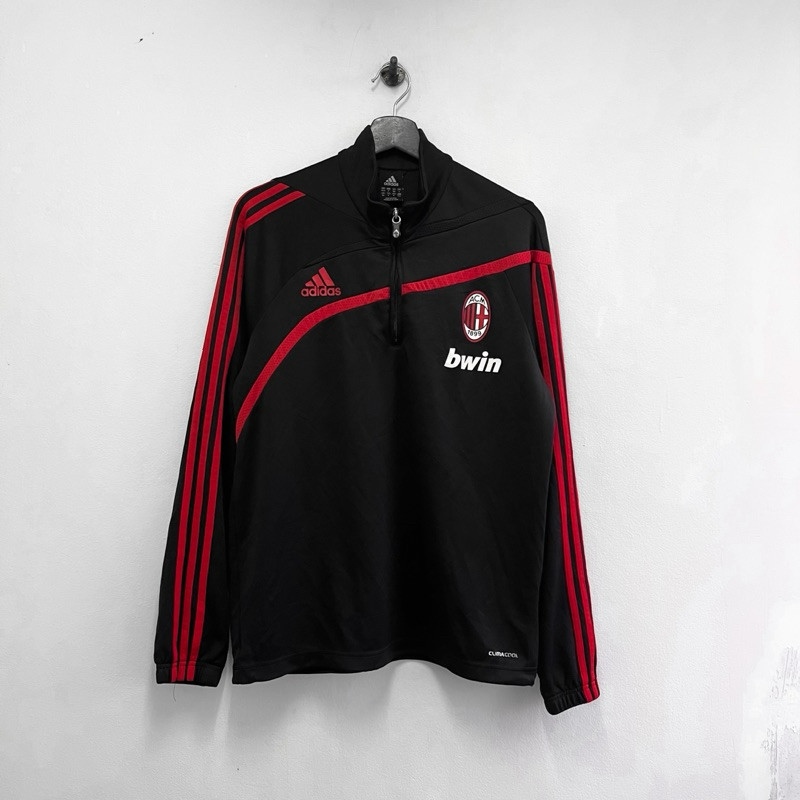 เสื้อเทรนนิ่ง AC MILAN ADIDAS 1/4 ZIP TRAINING TOP 2009-2010 SIZE M แท้มือสอง100%