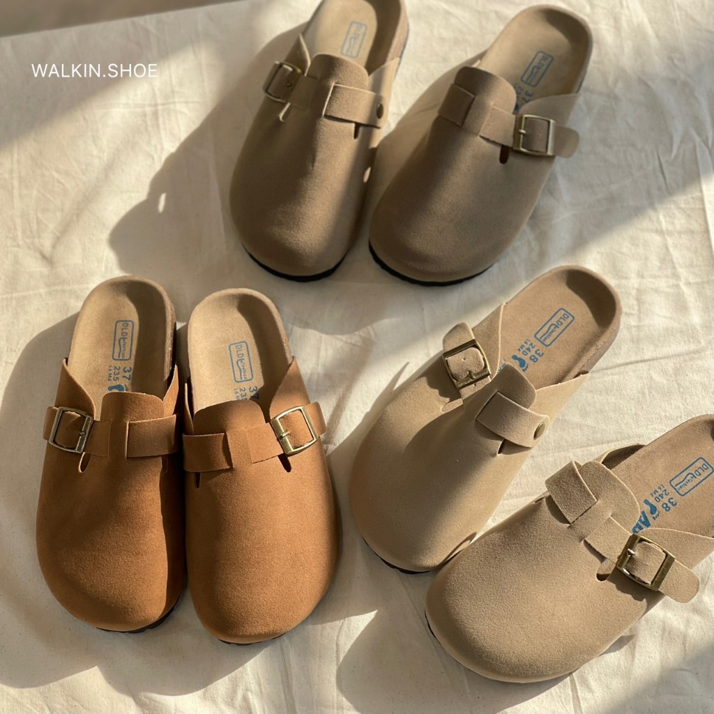 (พร้อมส่งจากไทย) รองเท้าเปิดส้น หนังนิ่ม รุ่น MIKI