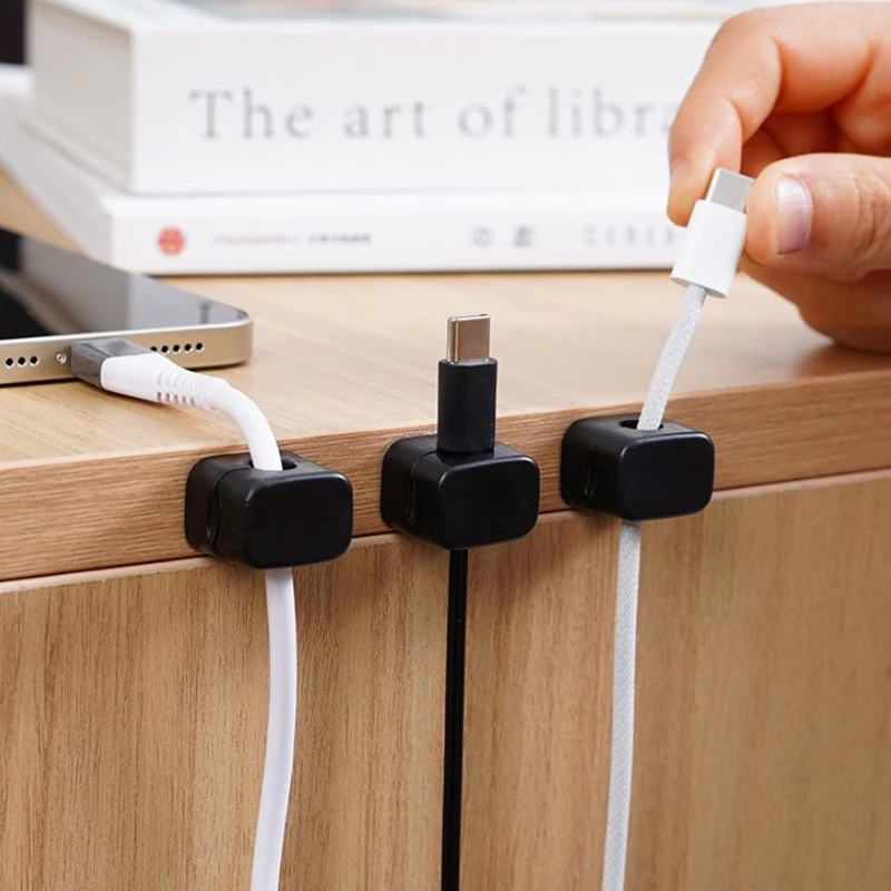 ชิ้นการจัดเรียงสายเคเบิลคลิปตัวจัดการสายไฟ USB ชาร์จเครื่องม้วนสายเคเบิลข้อมูลมีหัวเข็มขัดการจัดเก็บคงที่สายเคเบิลข้อมูล