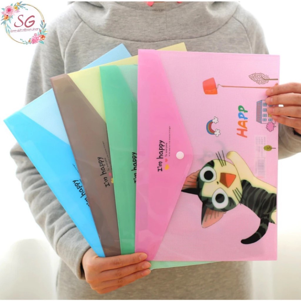 ซองเอกสาร ขนาด A4 ลายน่ารัก แฟ้ม พลาสติก หนากว่าเดิม ลายเยอะมาก ใส่เอกสาร อุปกรณ์สำนักงานโรงเรียน