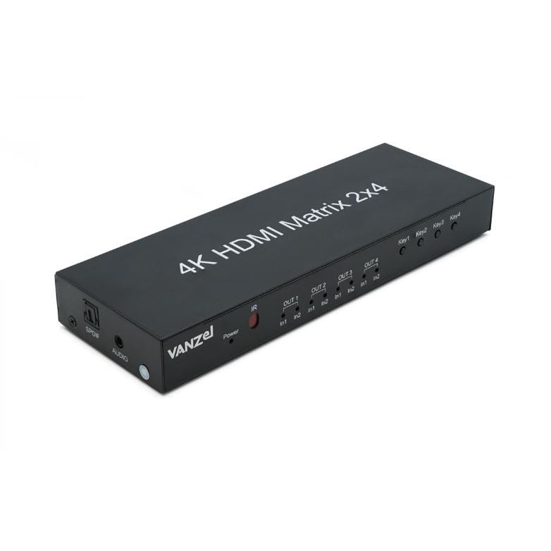 VANZEL 2 IN 4 OUT 4K@60 HDMI Matrix Switch with De-embed audio รุ่น #SM24H  HDMIเข้า2ออก4จอ 2IN4OUT