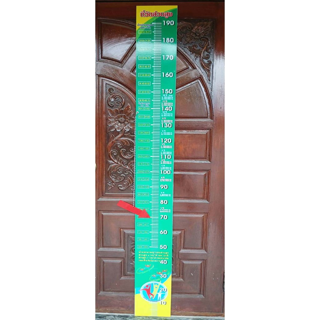 ที่วัดส่วนสูง ผู้ใหญ่ ขนาด20x200 ซม. บอกค่าน้ำหนักมาตรฐานตามเกณฑ์ส่วนสูง